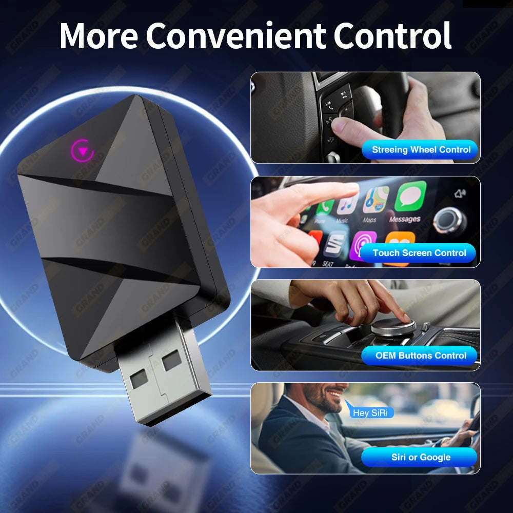 2In1 Wireless Carplay&Android Auto AI Box Wired To Wireless Carpay Mini Adapter Bluetooth For Car with OEM Wired Carplay Box