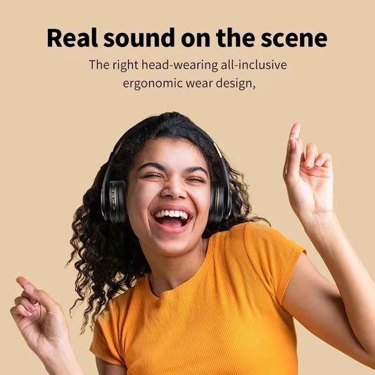 Wireless Headphones Bluetooth 5.3 Stereo Surround Sound Foldable Sport Low Latency With Noise Reduction