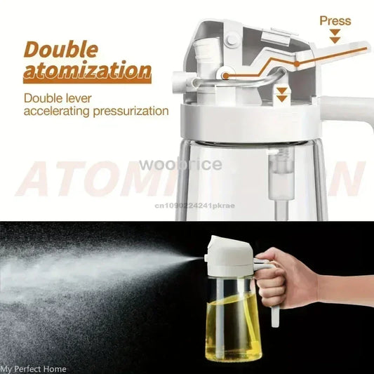 2in1 Kitchen Oil Spray Olive Dispenser Cooking Heat-Resistant Large Oil Bottle Spray Soy Sauce Various Seasonings Bottle