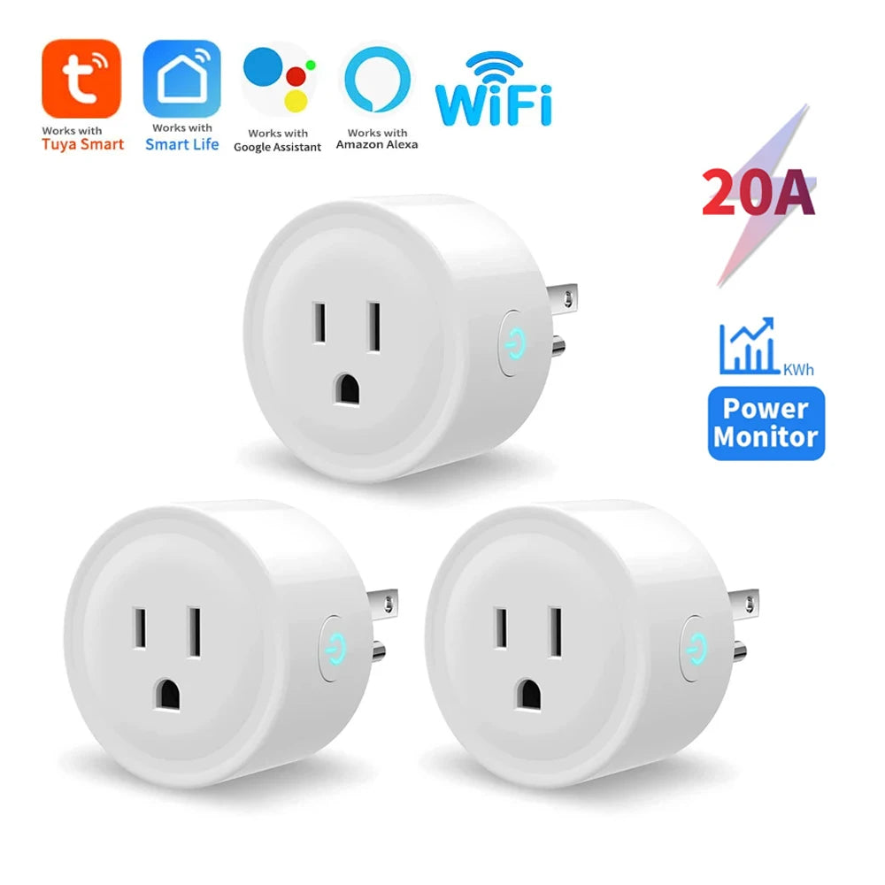 Smart Plug WiFi 20A with Power Monitoring Timing Voice Control Support Alexa Google Home