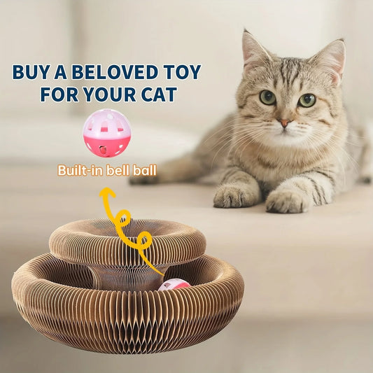 Ultimate indoor interactive mental and physical exercise cat toy, cardboard cat scratcher foldable magic organ cat scratcher