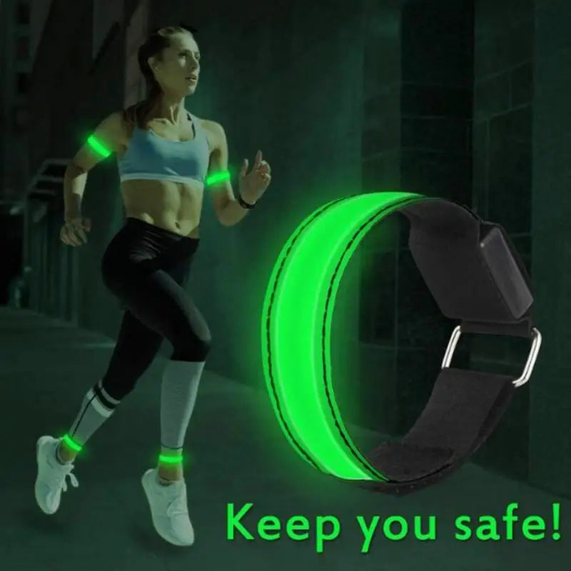 LED Luminous Reflective Bracelet Night Running Armband Outdoor Sports Safety Belt Cycling Arm Band Bicycle Light USB Charging