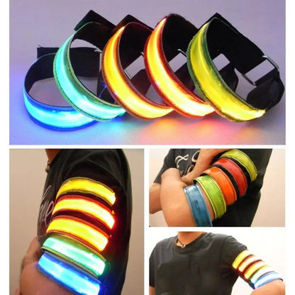 LED Luminous Reflective Bracelet Night Running Armband Outdoor Sports Safety Belt Cycling Arm Band Bicycle Light USB Charging