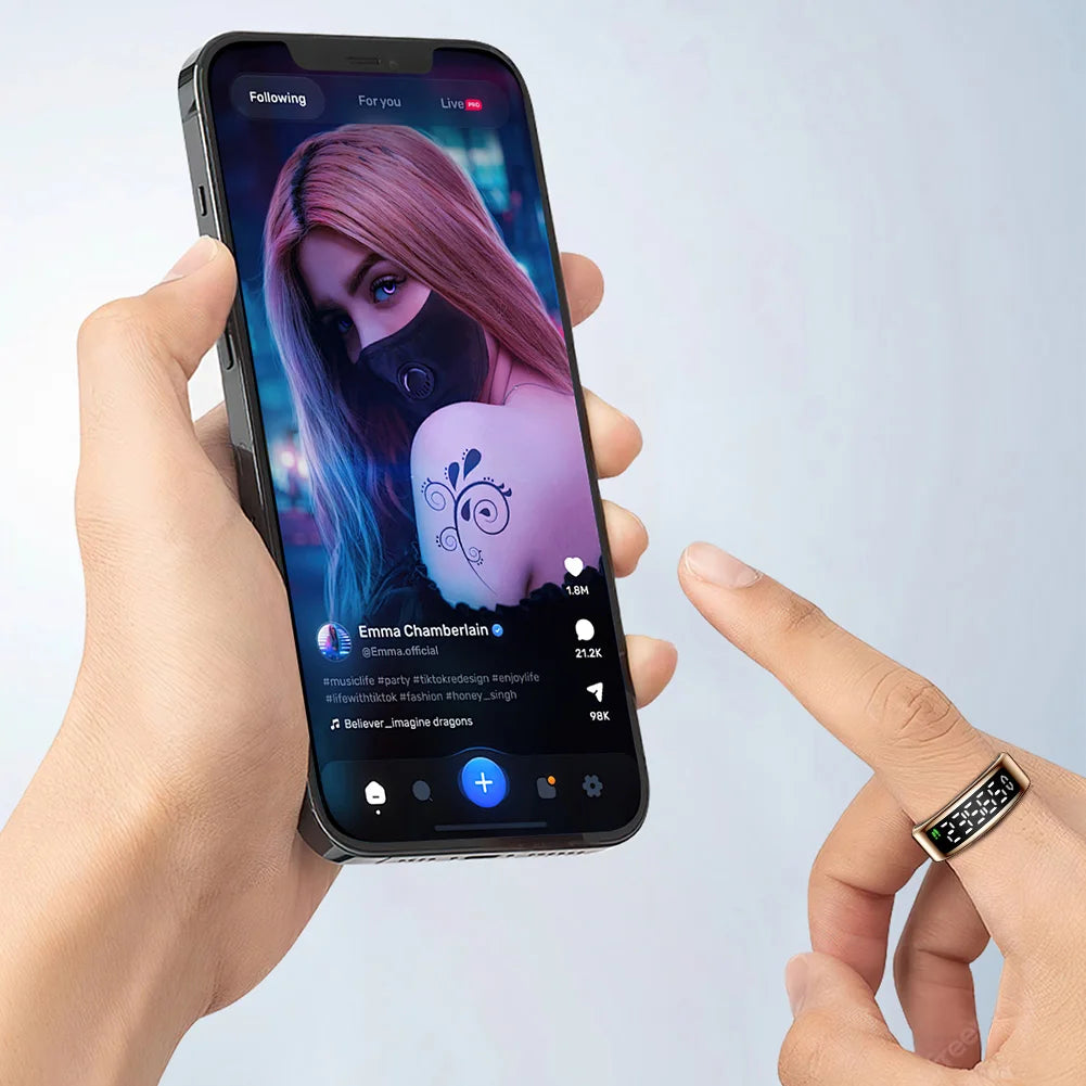 Smart Ring with Heart Rate Blood Oxygen Sleep Monitoring Health Tracker with Display Screen