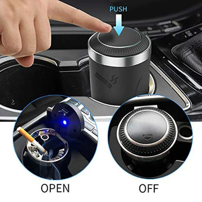 LED Car Ashtray Flame Retardant Aluminum Alloy, Smokeless Cigarette Holder