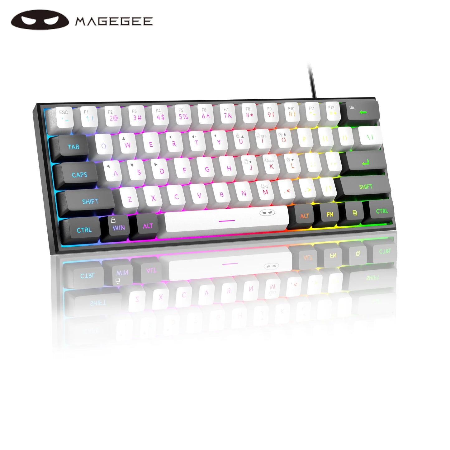 MageGee TS91 60% Wired Keyboard 61 Keys RGB Mini Portable Mechanical Feeling Membrane Keyboard for Windows Table PC Office