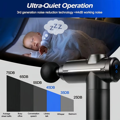 Massage Gun Deep Tissue Muscle Percussion Massager, 32 Speeds with LCD Touch Screen 8 Heads Shoulder Body Neck Back Relaxation