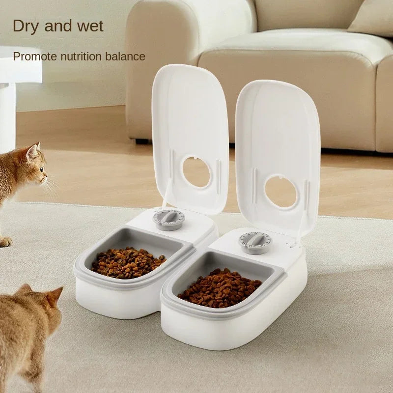 Smart Pet Feeder with Timer Automatic Food Dispenser for Cats Dogs Dual dish Separation. Puppy/Kitten Feeding