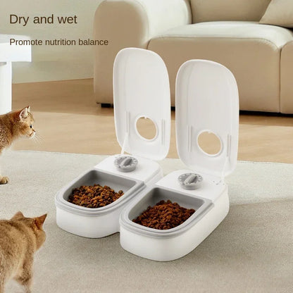 Smart Pet Feeder with Timer Automatic Food Dispenser for Cats Dogs Dual dish Separation. Puppy/Kitten Feeding