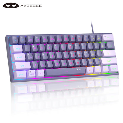 MageGee TS91 60% Wired Keyboard 61 Keys RGB Mini Portable Mechanical Feeling Membrane Keyboard for Windows Table PC Office