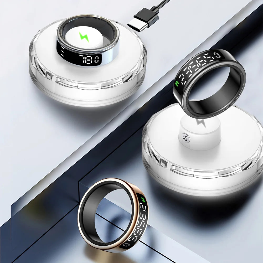 Smart Ring with Heart Rate Blood Oxygen Sleep Monitoring Health Tracker with Display Screen