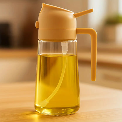 4-Pack Glass Oil Spray Bottles – 15.89oz, Dual-Use Spray & Pour, Drip-Proof, for Air Fryer, Olive Oil, Soy Sauce, Easy to Clean