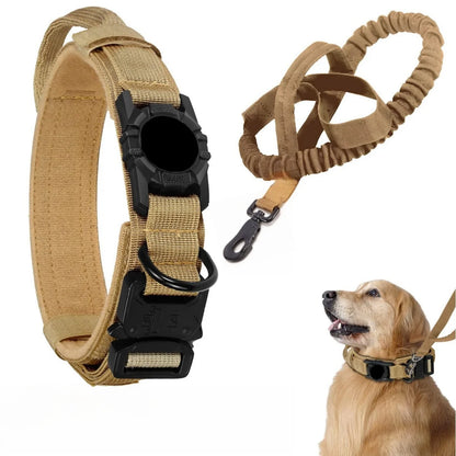 Tactical AirTag Dog Collar,and Metal Buckle Adjustable GPS Collar for Medium Large Dogs