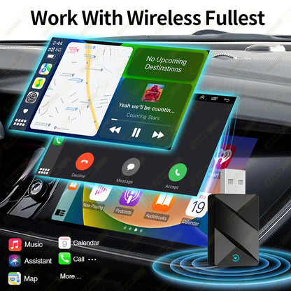 2In1 Wireless Carplay&Android Auto AI Box Wired To Wireless Carpay Mini Adapter Bluetooth For Car with OEM Wired Carplay Box
