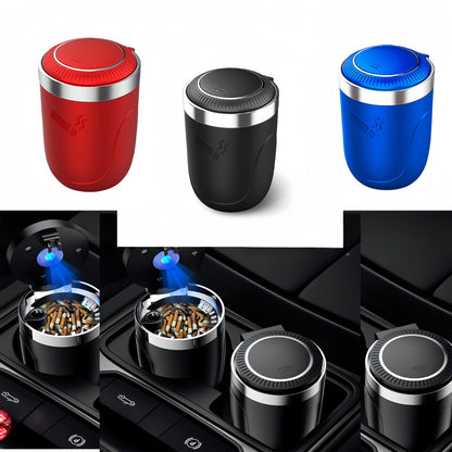 LED Car Ashtray Flame Retardant Aluminum Alloy, Smokeless Cigarette Holder