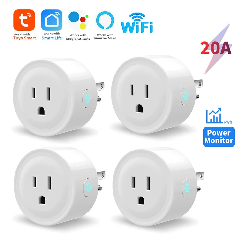 Smart Plug WiFi 20A with Power Monitoring Timing Voice Control Support Alexa Google Home