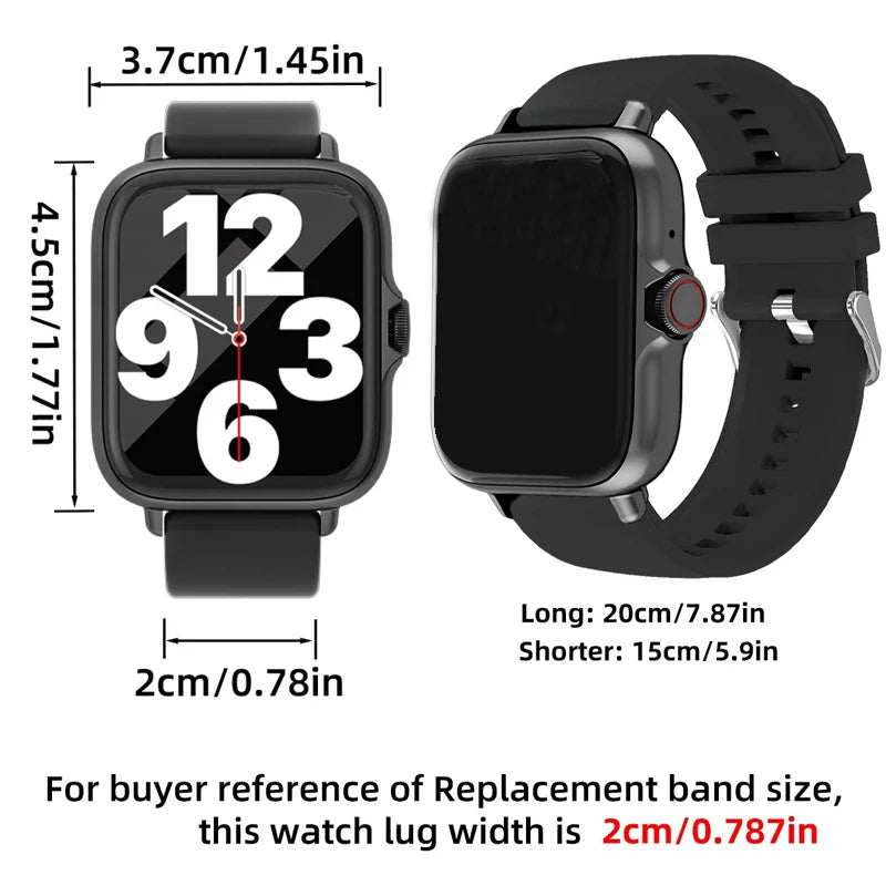 Touch Screen Unisex Smart Watch with Wireless Call Function - Android & IOS Compatible, find my phone! Fitness ready!