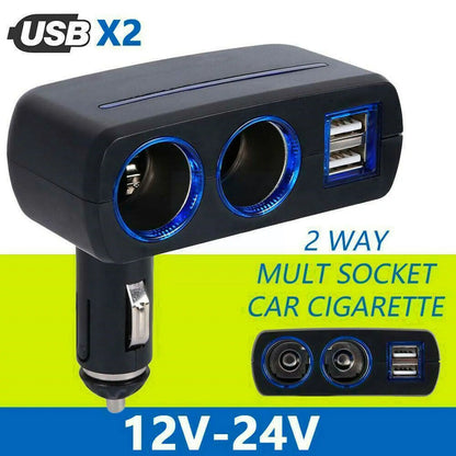 Universal Car Cigarette Lighter Socket Adapter Dual Double Accessories 12V Charger Dual Charger USB Car USB Splitter Plug O1V0