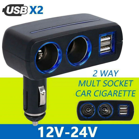 Universal Car Cigarette Lighter Socket Adapter Dual Double Accessories 12V Charger Dual Charger USB Car USB Splitter Plug O1V0