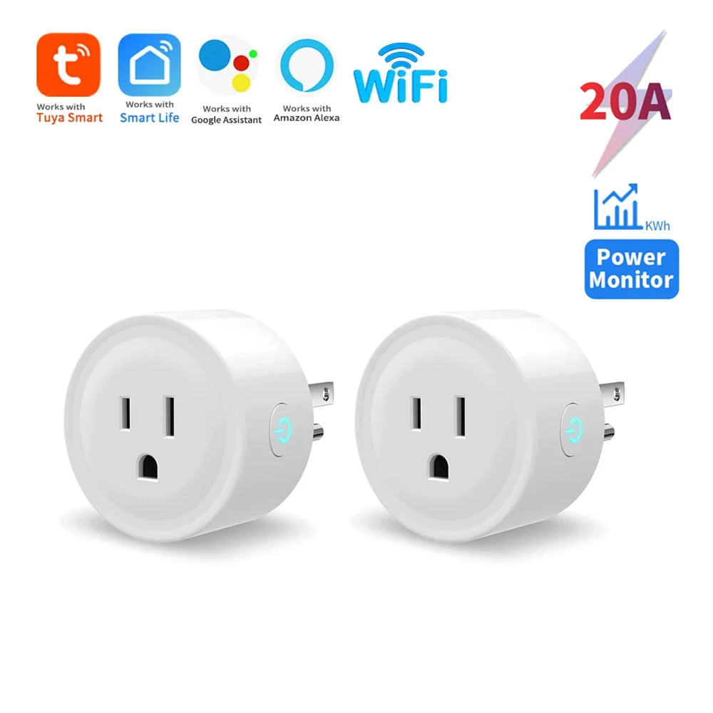Smart Plug WiFi 20A with Power Monitoring Timing Voice Control Support Alexa Google Home
