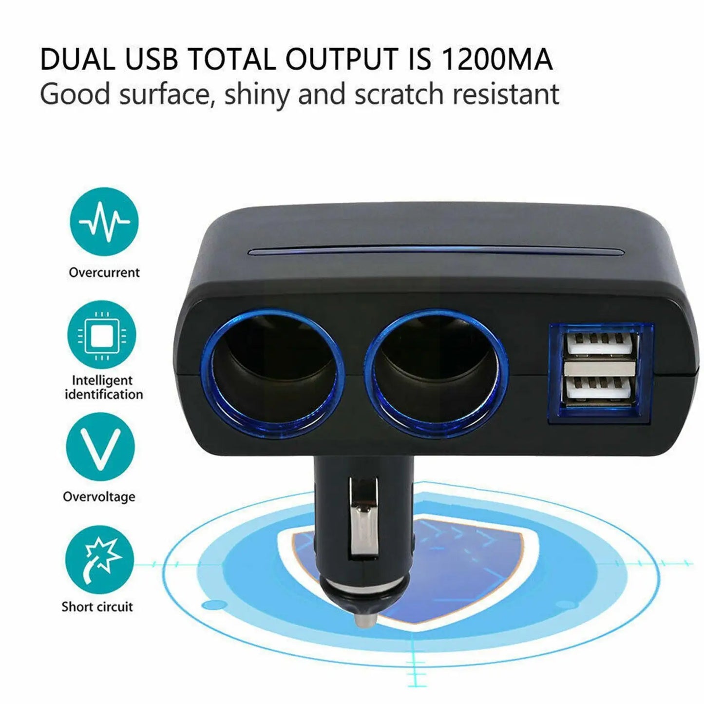 Universal Car Cigarette Lighter Socket Adapter Dual Double Accessories 12V Charger Dual Charger USB Car USB Splitter Plug O1V0