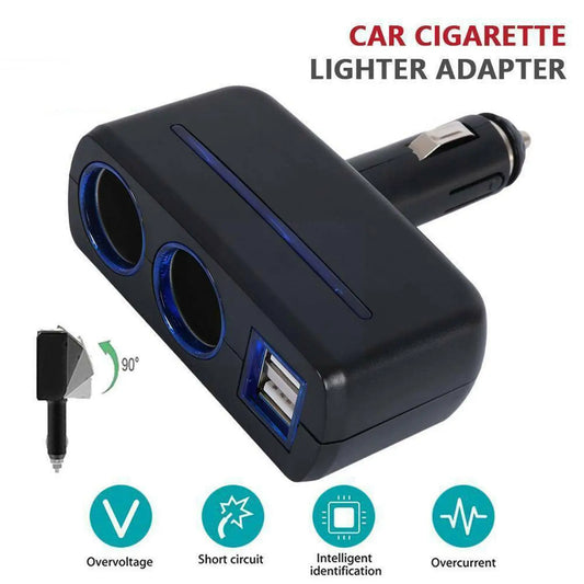 Universal Car Cigarette Lighter Socket Adapter Dual Double Accessories 12V Charger Dual Charger USB Car USB Splitter Plug O1V0