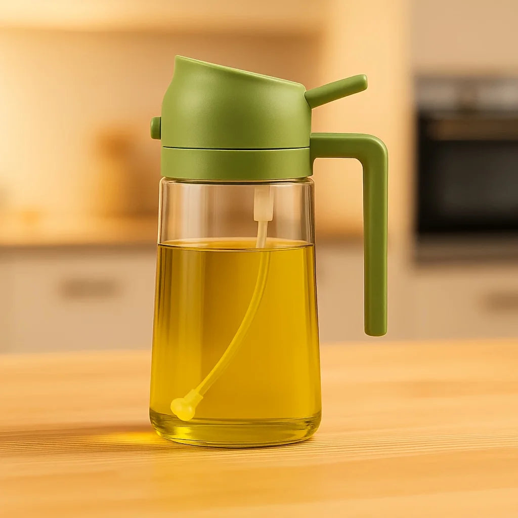 4-Pack Glass Oil Spray Bottles – 15.89oz, Dual-Use Spray & Pour, Drip-Proof, for Air Fryer, Olive Oil, Soy Sauce, Easy to Clean