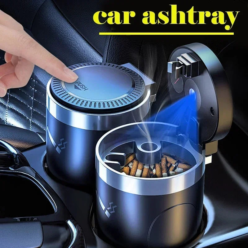 LED Car Ashtray Flame Retardant Aluminum Alloy, Smokeless Cigarette Holder
