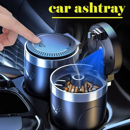LED Car Ashtray Flame Retardant Aluminum Alloy, Smokeless Cigarette Holder