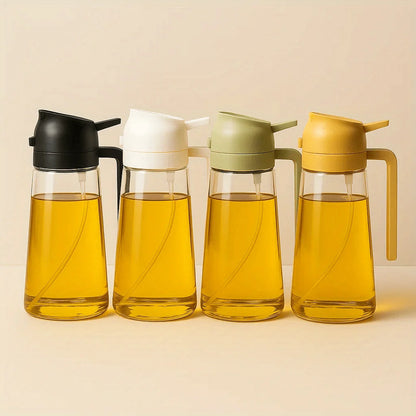 4-Pack Glass Oil Spray Bottles – 15.89oz, Dual-Use Spray & Pour, Drip-Proof, for Air Fryer, Olive Oil, Soy Sauce, Easy to Clean