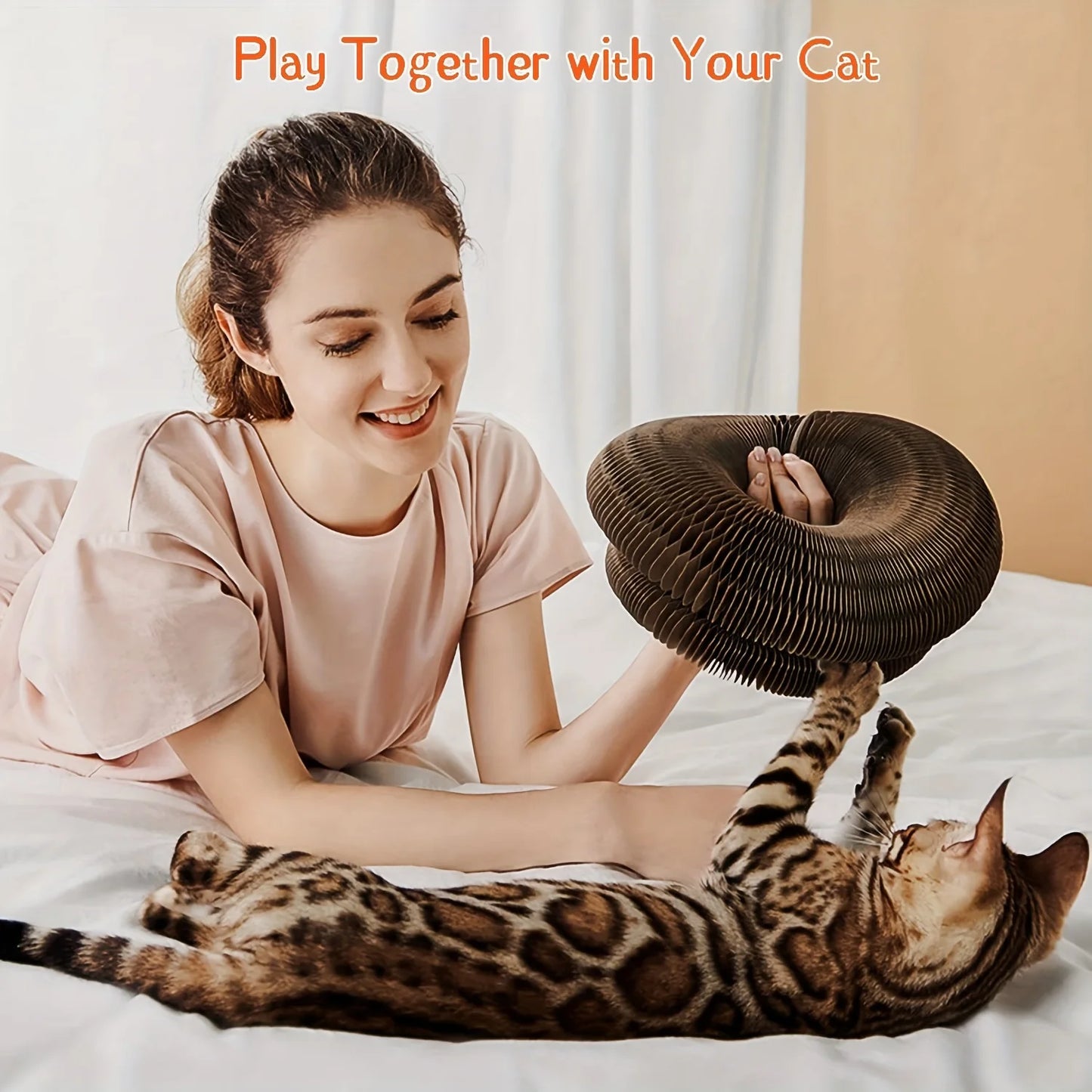 Ultimate indoor interactive mental and physical exercise cat toy, cardboard cat scratcher foldable magic organ cat scratcher