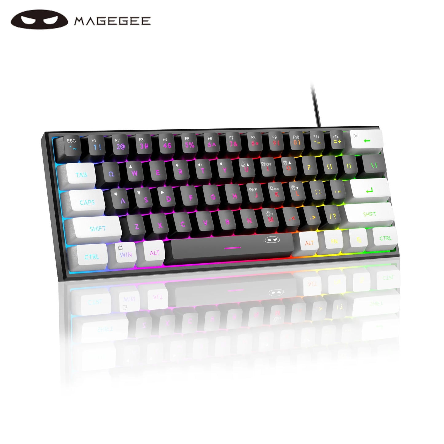 MageGee TS91 60% Wired Keyboard 61 Keys RGB Mini Portable Mechanical Feeling Membrane Keyboard for Windows Table PC Office