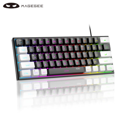 MageGee TS91 60% Wired Keyboard 61 Keys RGB Mini Portable Mechanical Feeling Membrane Keyboard for Windows Table PC Office