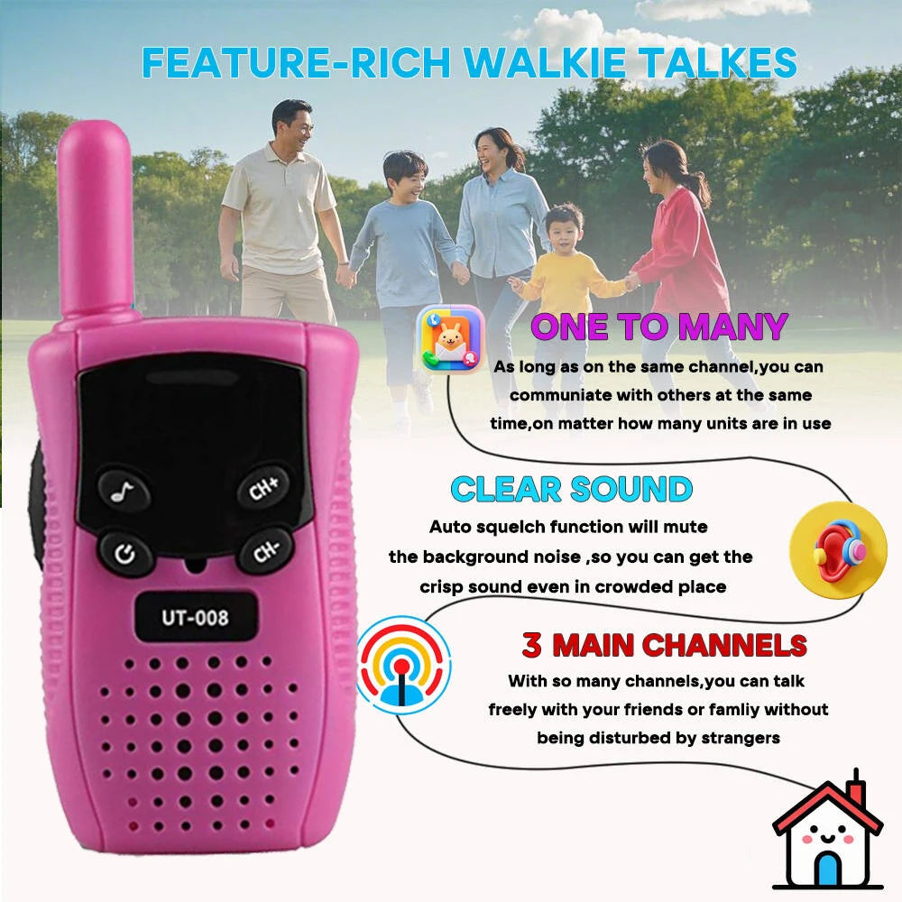 2PCS Mini Walkie Talkie Children Handheld, Long Range, Portable