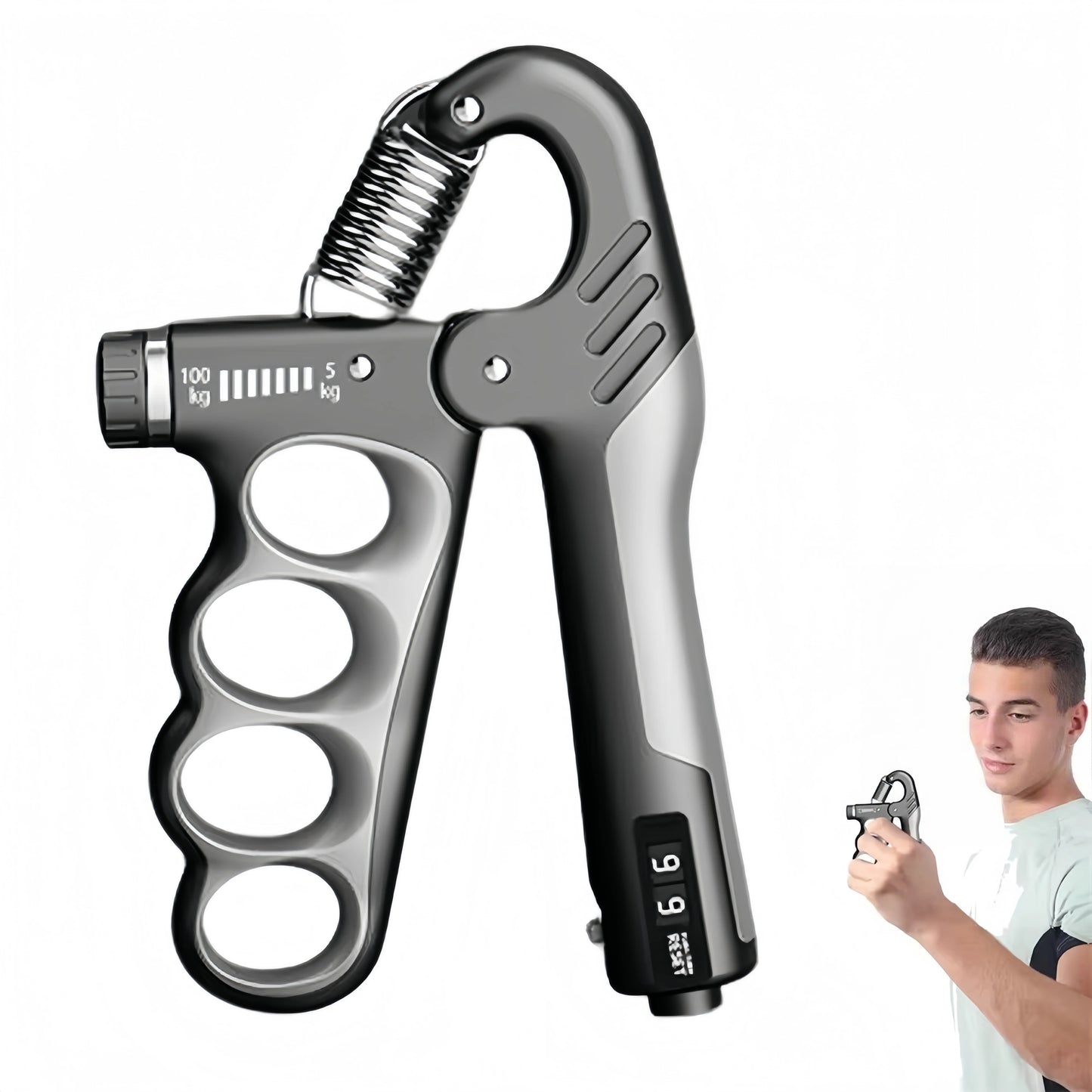 5-100KG Adjustable Hand Gripper, Wrist & Forearm Strengthener with Grip Dynamometer, Finger Grip Trainer for Muscle Recovery