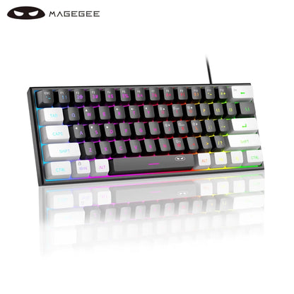 MageGee Mini 60% Gaming Keyboard, RGB Backlit 61 Key Ultra-Compact Keyboard, TS91 Ergonomic Waterproof Mechanical Feeling Office