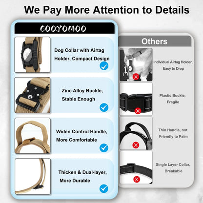 Tactical AirTag Dog Collar,and Metal Buckle Adjustable GPS Collar for Medium Large Dogs