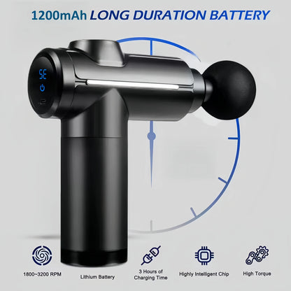 Massage Gun Deep Tissue Muscle Percussion Massager, 32 Speeds with LCD Touch Screen 8 Heads Shoulder Body Neck Back Relaxation