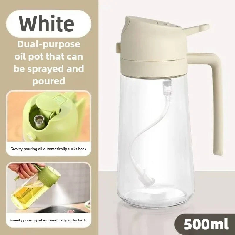 2in1 Kitchen Oil Spray Olive Dispenser Cooking Heat-Resistant Large Oil Bottle Spray Soy Sauce Various Seasonings Bottle