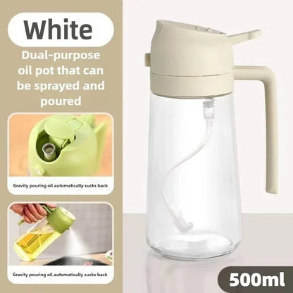 2in1 Kitchen Oil Spray Olive Dispenser Cooking Heat-Resistant Large Oil Bottle Spray Soy Sauce Various Seasonings Bottle