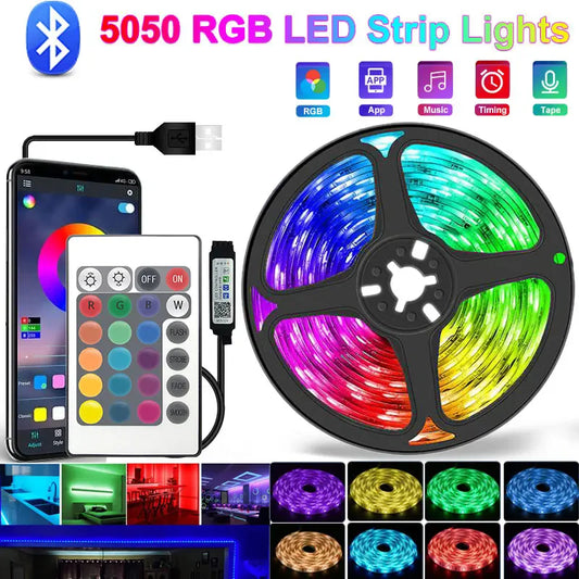 Smart Led Lights Strips 5V 5050 Rgb, Bluetooth App Control Adhesive Ribbon Tape