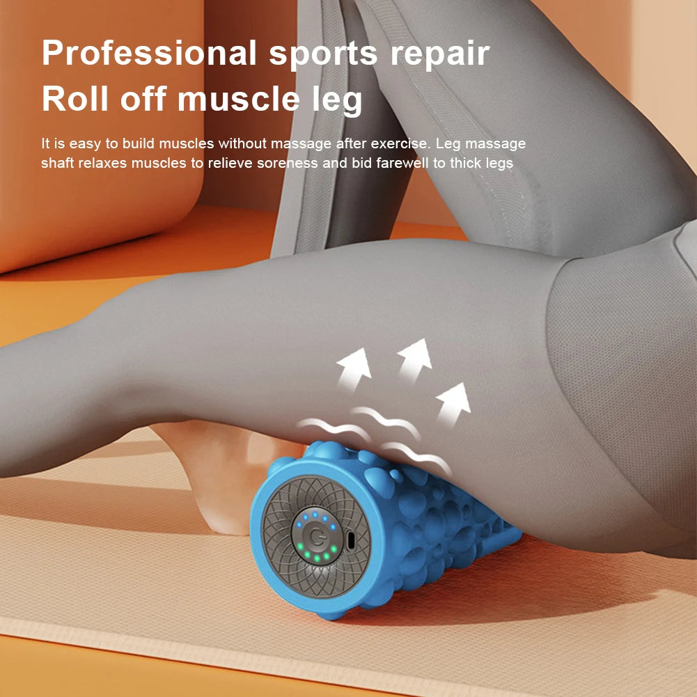 Electric Vibrating Foam Roller Massage Column Rechargeable Exercise Roller 5 Mode Muscle Tissue Massager Roller for Yoga Pilates