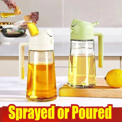 2in1 Kitchen Oil Spray Olive Dispenser Cooking Heat-Resistant Large Oil Bottle Spray Soy Sauce Various Seasonings Bottle