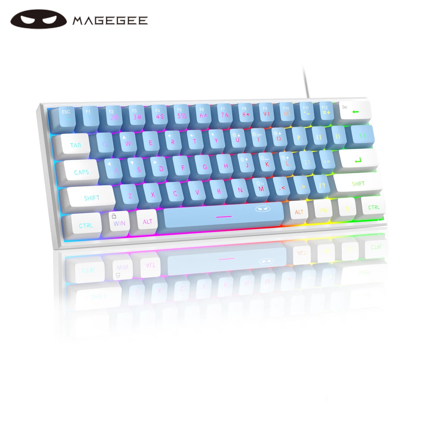 MageGee TS91 60% Wired Keyboard 61 Keys RGB Mini Portable Mechanical Feeling Membrane Keyboard for Windows Table PC Office