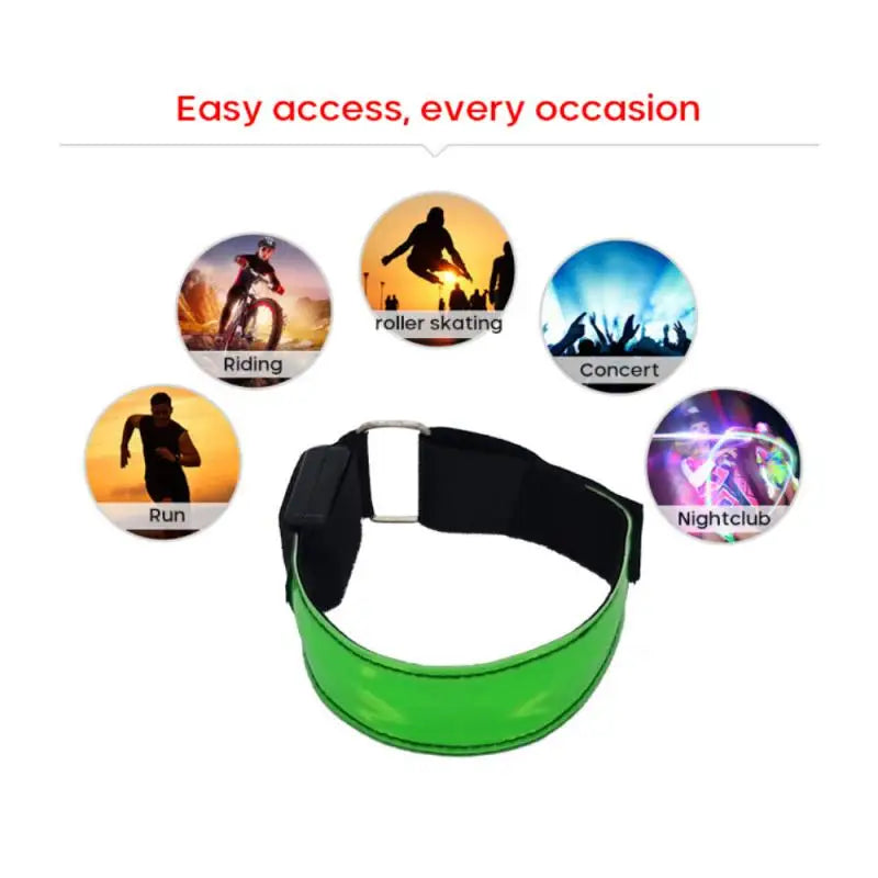 LED Luminous Reflective Bracelet Night Running Armband Outdoor Sports Safety Belt Cycling Arm Band Bicycle Light USB Charging