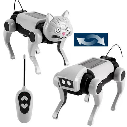 2 In 1 DIY Remote Control Robot Toy Assembling Mechanical Dog or Cat Animals Educational Toys Smart Robot Toy Gift for Children