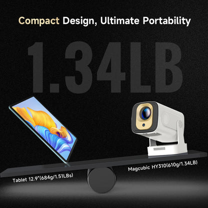 Auto Focus Projector 1080P Native 4K 330ANSI Android 11 WiFi6 BT5.4 Mini Outdoor Movie Projector with Air Mouse