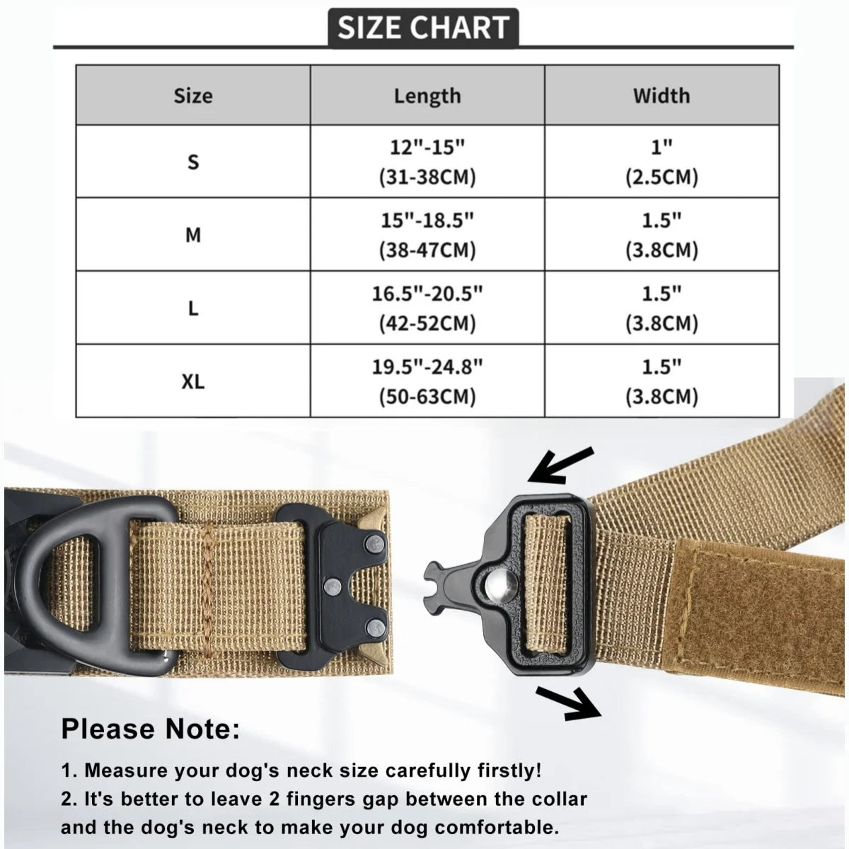 Tactical AirTag Dog Collar,and Metal Buckle Adjustable GPS Collar for Medium Large Dogs