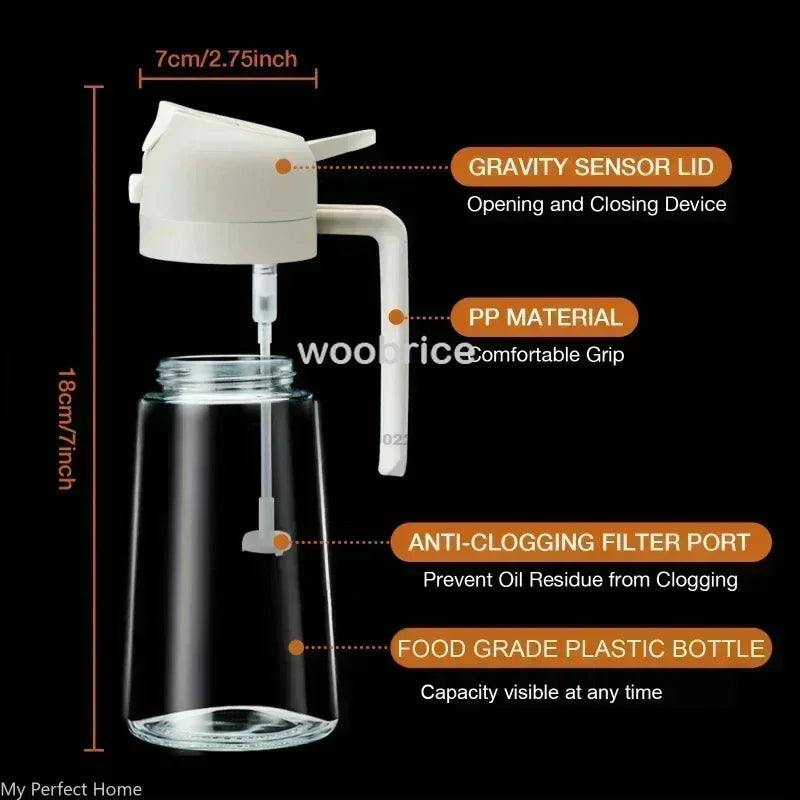 2in1 Kitchen Oil Spray Olive Dispenser Cooking Heat-Resistant Large Oil Bottle Spray Soy Sauce Various Seasonings Bottle