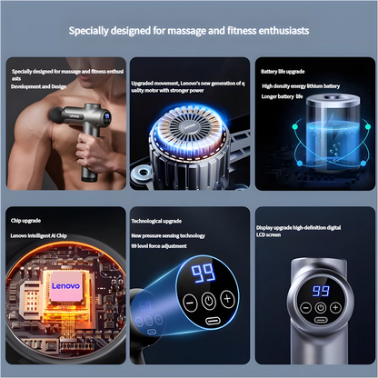 Lenovo Brand Muscle Massager 6-8Massage Head Long Lasting Battery Life LED Touch